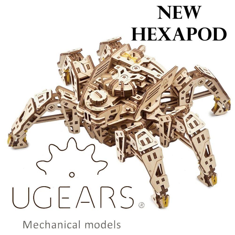 NEW Ugears Hexapod Wooden 3D Puzzle Walking Robot Model Kits Spider Gift Real wa